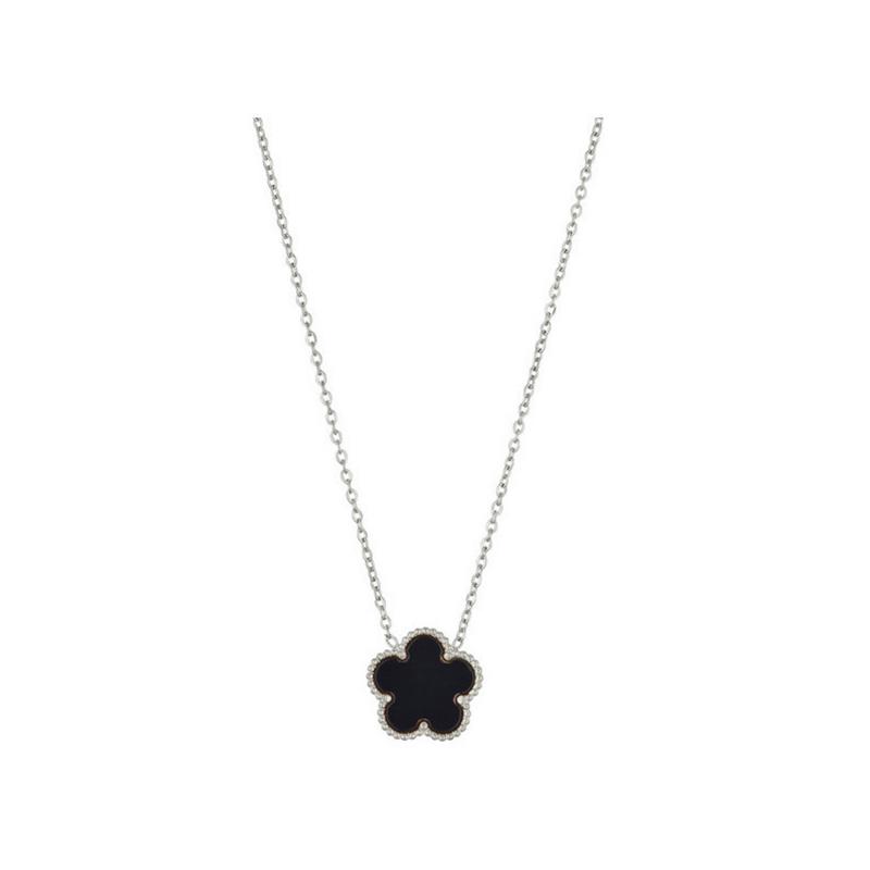 Lucky Five Flowers Clover Double Sided Pendant Necklaces For Women Girls Stainless Steel Simple Fashion Jewelry Accessories
