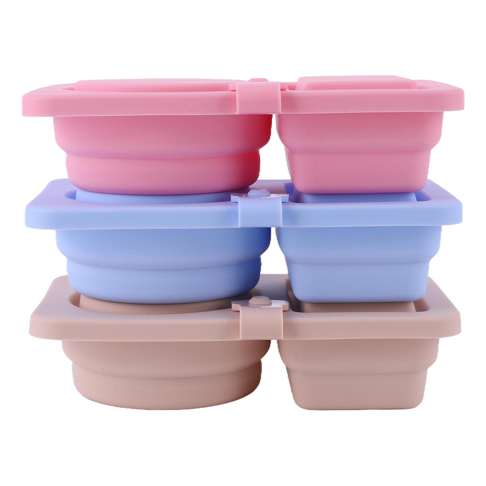 

3Pcs 2 Compartment Silicone Snack Containers with Lid Mini Food Snack Box Condiment Containers for Travel Office Picnic