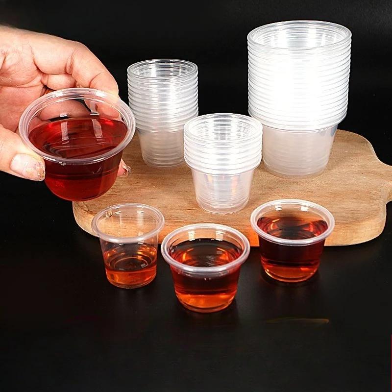 100pcs Beverage Coffee Milk Trial Cups Disposable Plastics Food Grade Small Cup 20ml 30ml 75ml Transparent PP Mini Tea Wine Cup
