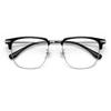 Half-frame glasses for women with nearsightedness, ultra-light metal eyebrow frame, transparent gray, can be fitted with prescription lenses, blue