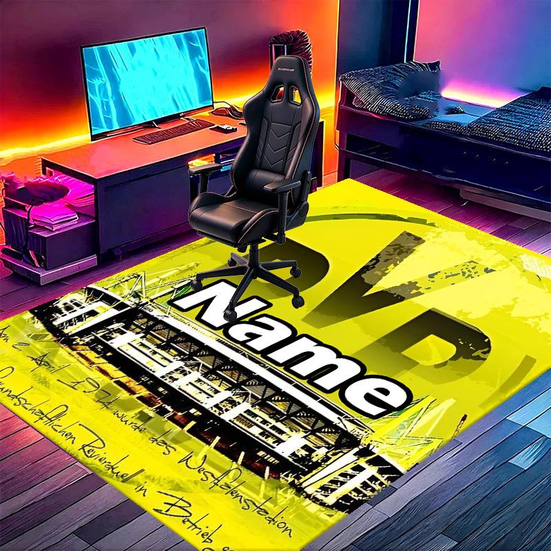 Alfombra Personalizada con Nombre y Estampado del Borussia Dortmund, Alfombra Versátil para Decoración del Hogar, para Sala de Juegos, Apartamento, Balcón, Entrada, Pasillo Regalo