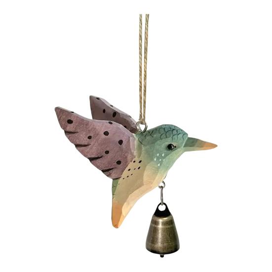 

Деревянная ручная работа Колокольчик ветра Колибри Погодоустойчивый Для помещения и улицы Сад Патио Резьба Колибри