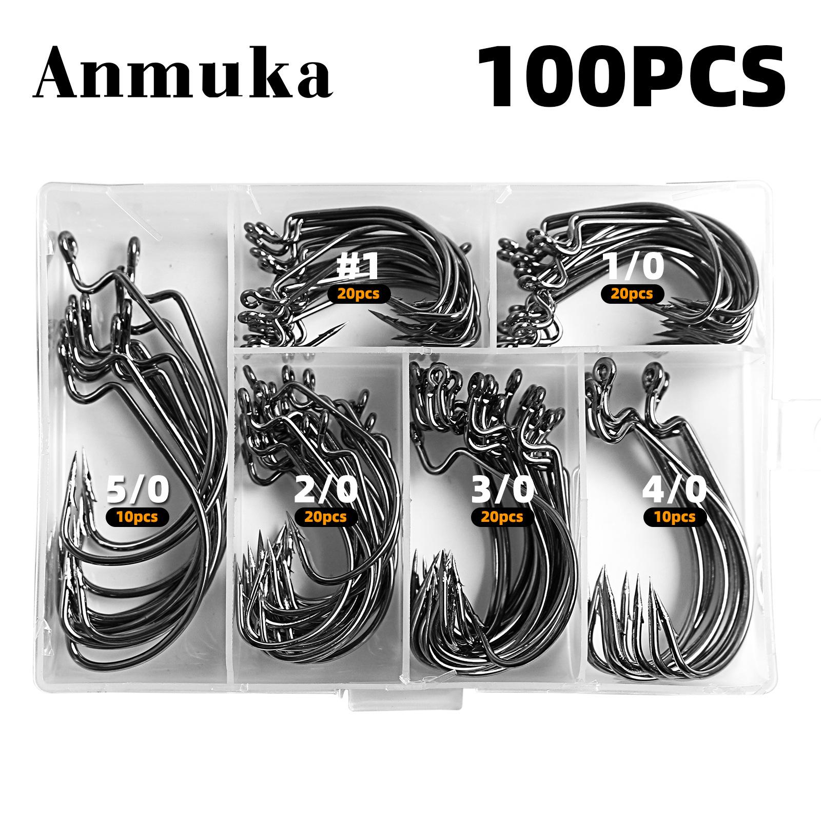 Wide Belly Crank Hook Fish Hook Set 100/80 Pieces, High Carbon with Hole Barbed Luya Fishing Hook Luya Fishing Group