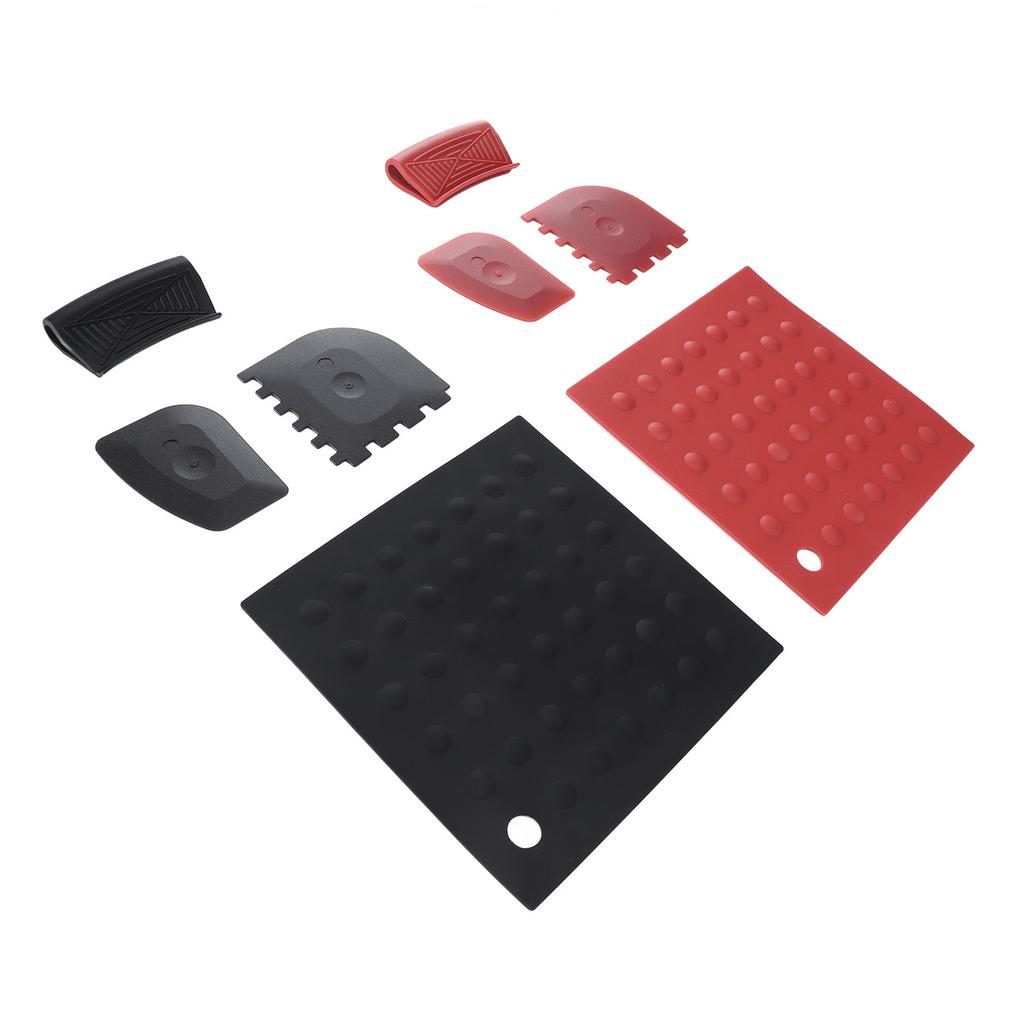 8pcs Silicone Hot Handle Holders Insulation Pad Set with Silicone Pan Scrapers Heat Resistant for