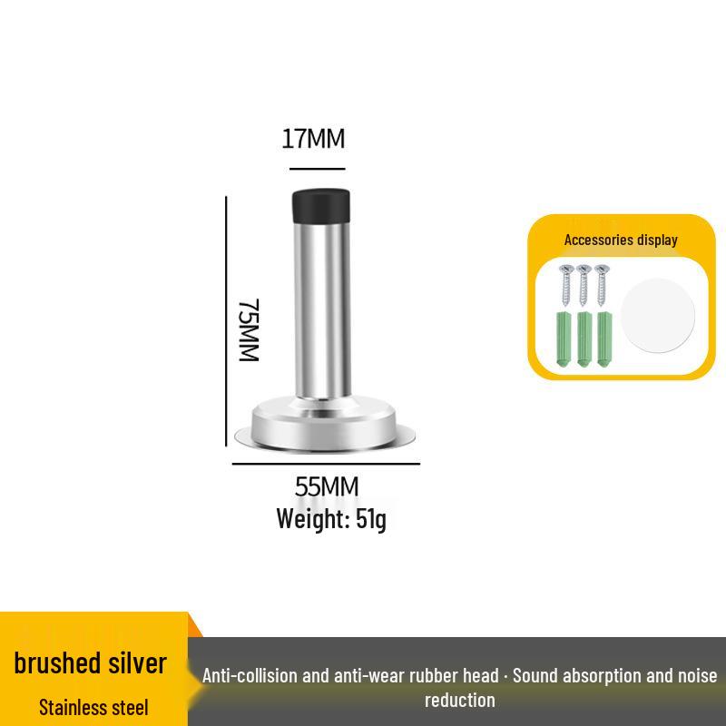 Stainless Steel Anti-Collision Rubber Door Stopper for Glass and Entrance Doors