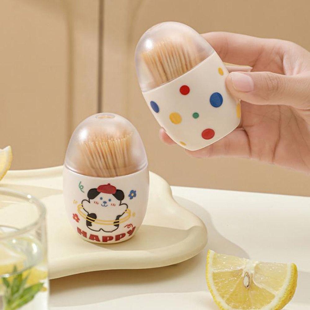 2pcs Wall Mounted Magnet Toothpick Box Oval Shape Toothpick Dispenser  Kitchen