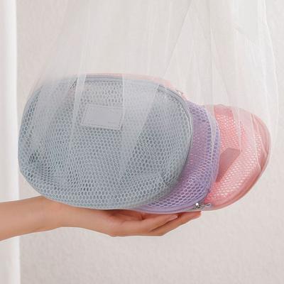 Casual Nylon Cosmetic Bag With Zipper Hand-held Mesh Makeup Bags Multipurpose Mesh Toiletry Wash Bags Women