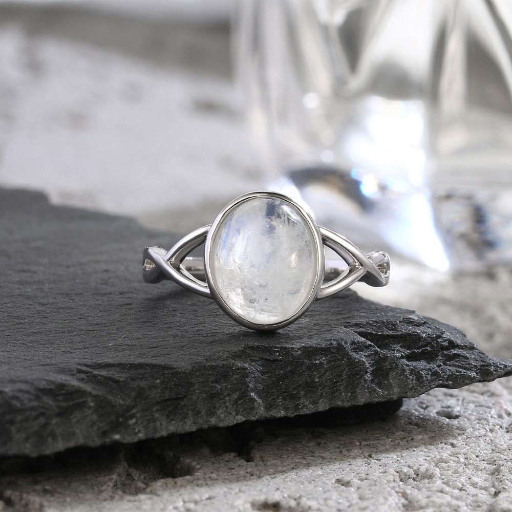 S925 Silver Moonstone Rings Simple Summer Rings Natural Stone With Blue Light Party Gifts Fine Jewelry Rings For Women