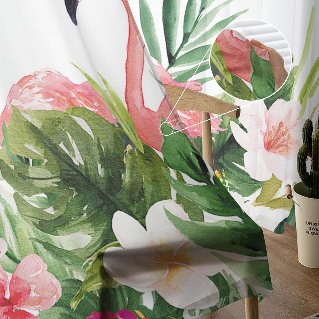 Flamingo Turtle Plant Flower Watercolor Modern Tulle Curtains For Living Room Bedroom Home Kitchen Window Sheer Curtains