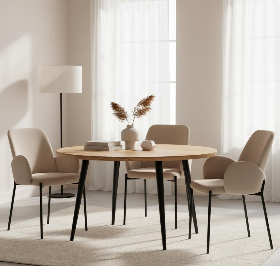 GUSTO Upholstered Chair, Beige Fabric
