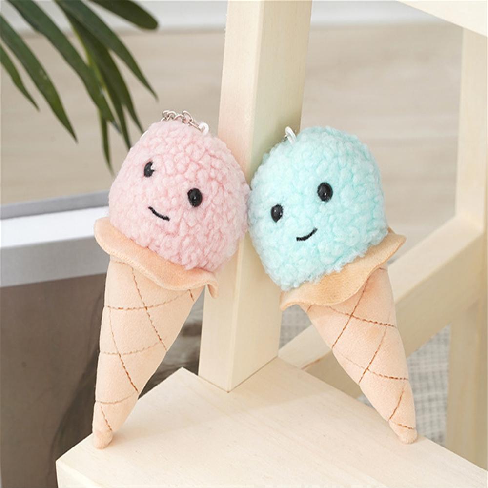 2 Stück 9cm Süßer Plüsch Schlüsselanhänger Eiscreme Plüsch Stofftier Geschenk white