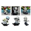 Scary Resins Skeleton Sculpture Funny Skateboarding Skull Figurine Ornament for Halloween Party Desktop Decoration