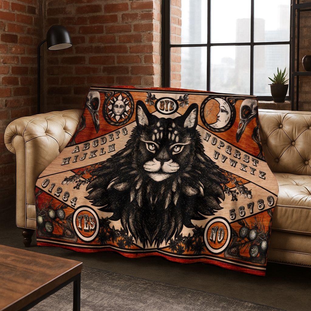 Witch Ouija Gothic Spirit Board 3D Retro Flannel Blanket,Warm and Cozy Soft Throw Blanket for Home Bedroom Bed Sofa Travel Cover