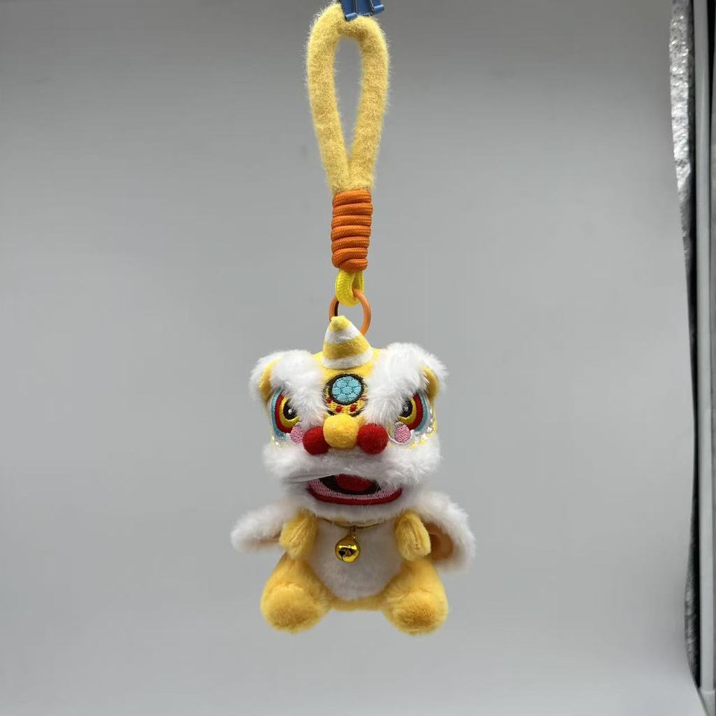 New Year Plush Lion Figurine With Embroidered Features For Chinese Festival Decor