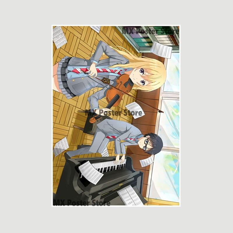 Japanische Anime Your Lie In April Poster weiß beschichtetes Papier Wandaufkleber Home Decor Wandbild Wohnzimmer Bar Dekoration Malerei