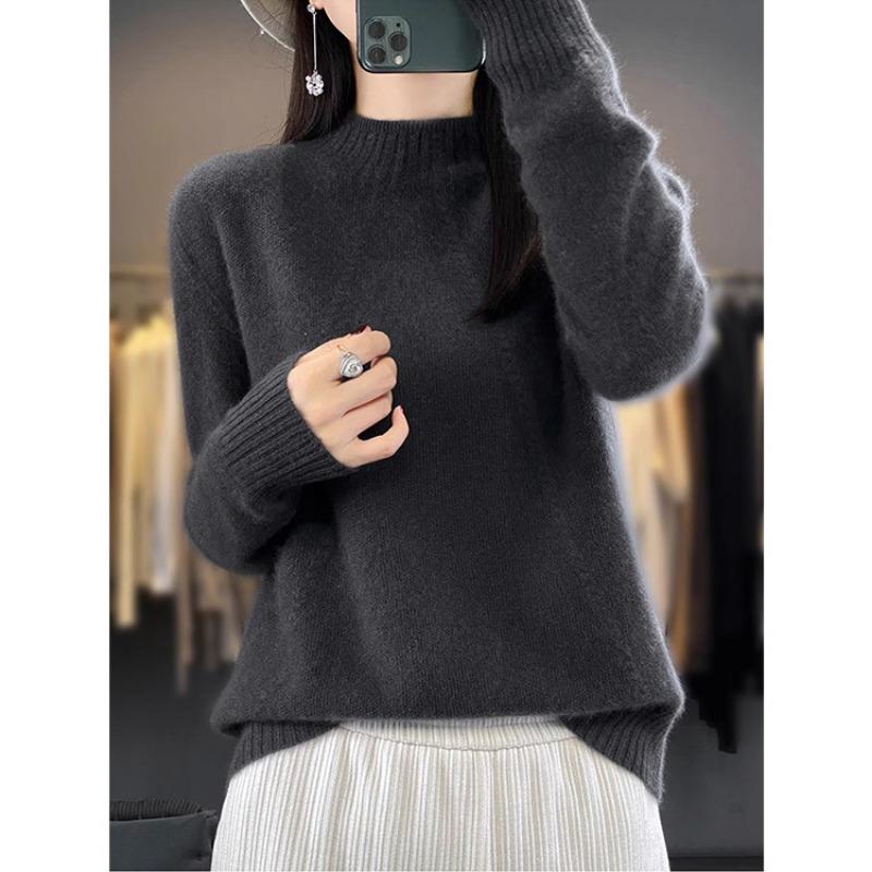 Autumn and Winter Western-style Sweater Pullover Sweater High-end Women's Half-turtleneck Pullovers