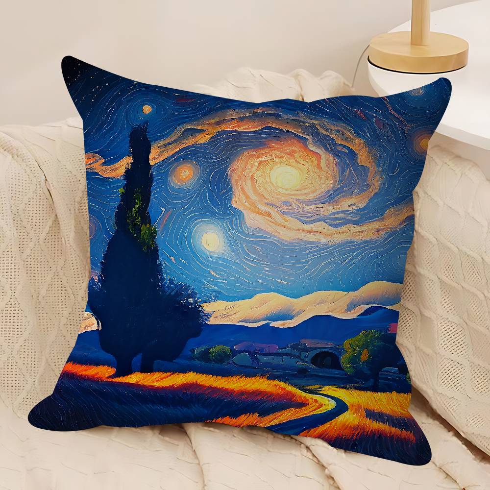 Van Gogh Famous Painting Pillowcase Toon Gift Cushion Cover Bedroom Home Sofa Chair Seat Decor Pillow Case