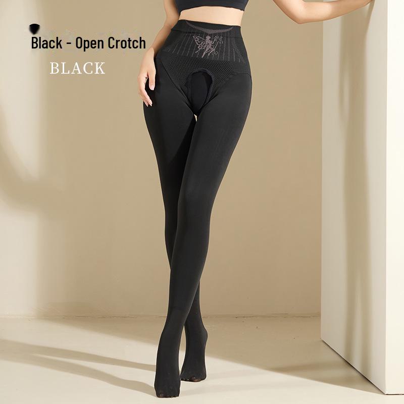 Flower Fairy Warm Nude Plus Velvet Open Crotch Pantyhose - Large Size Autumn/Winter Leggings