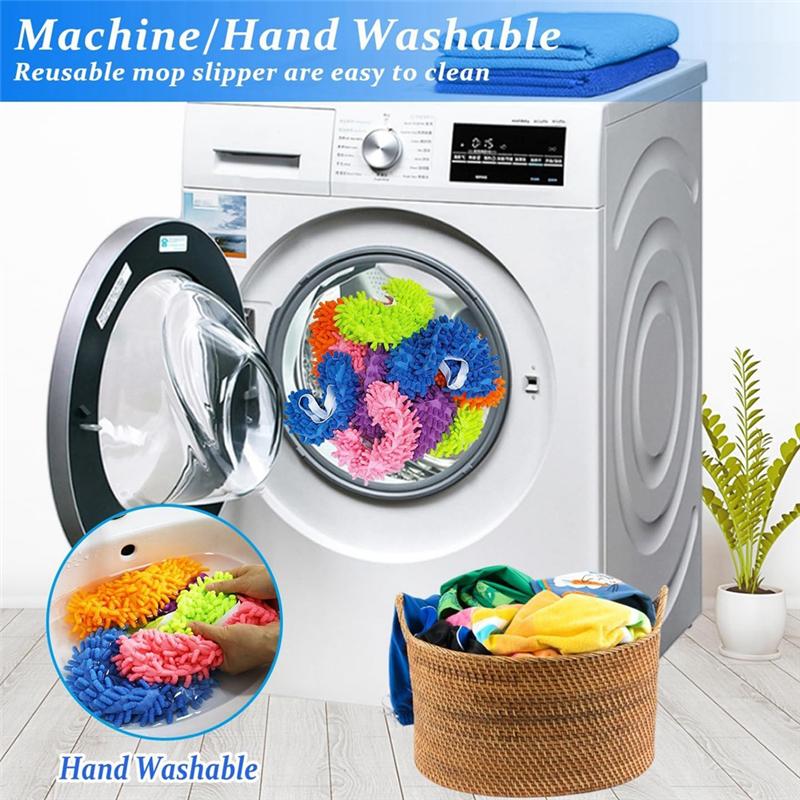 Practical-Shoes Covers Dust Duster Washable Mop Slippers Shoes For Floor Cleaning Chenille Dust Mop Slippers Foot Socks Mop Caps NONE