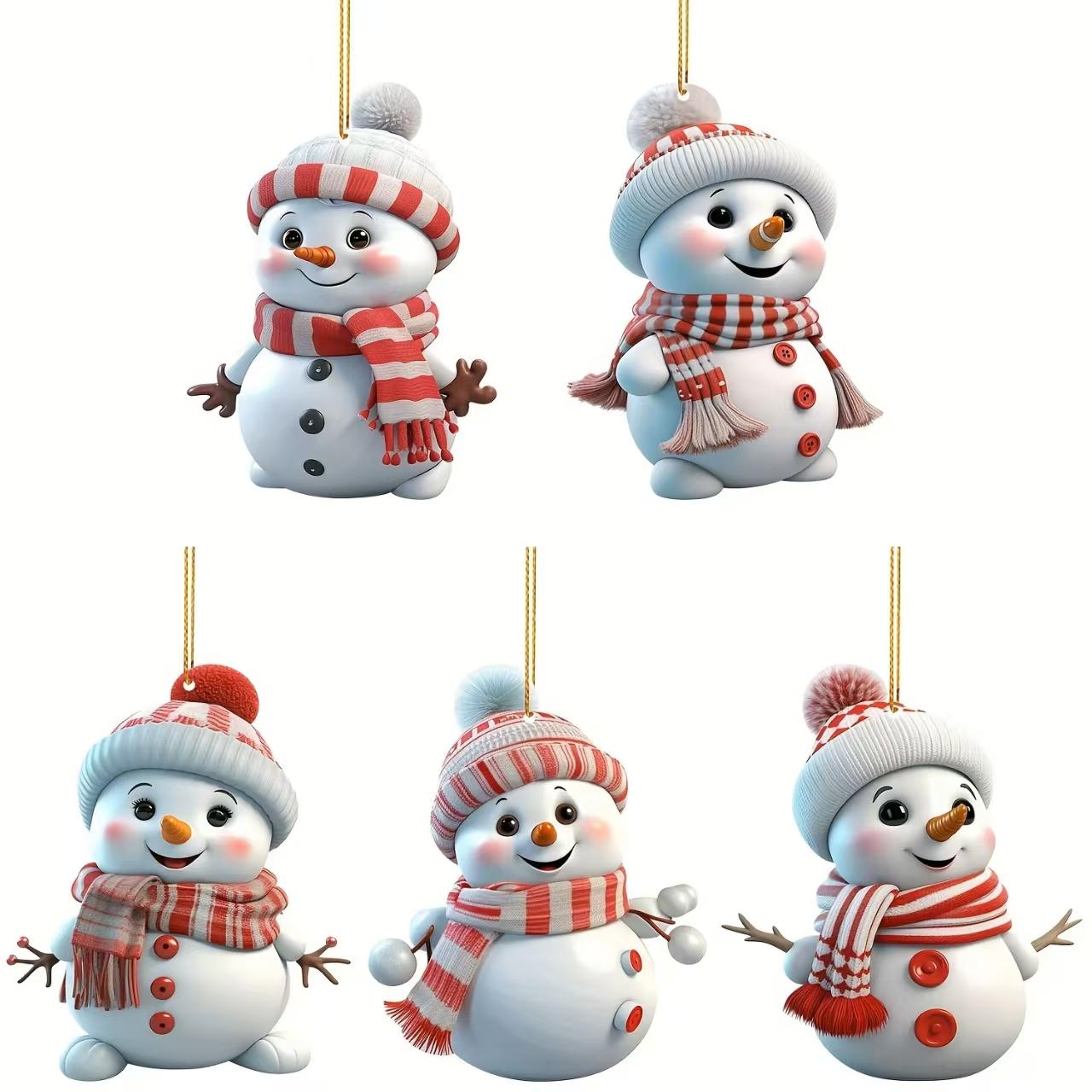 

Acrylic Snowman Ornaments, 2D Christmas Tree Hanging Decorations, Seasonal Decor for Christmas, Halloween, Thanksgiving