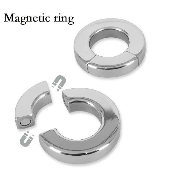 Stainless Steel Ball Stretcher Scrotum Pendant Heavy Magnetic Penis Lock Cock Ring Bondage Metal Erection Male Delay Sex Toy Man