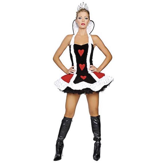 Costume Sexy Reine de Cœur Femme Adulte Alice au Pays des Merveilles Fête d'Halloween Cosplay Déguisement Sorcière Vampire Diable