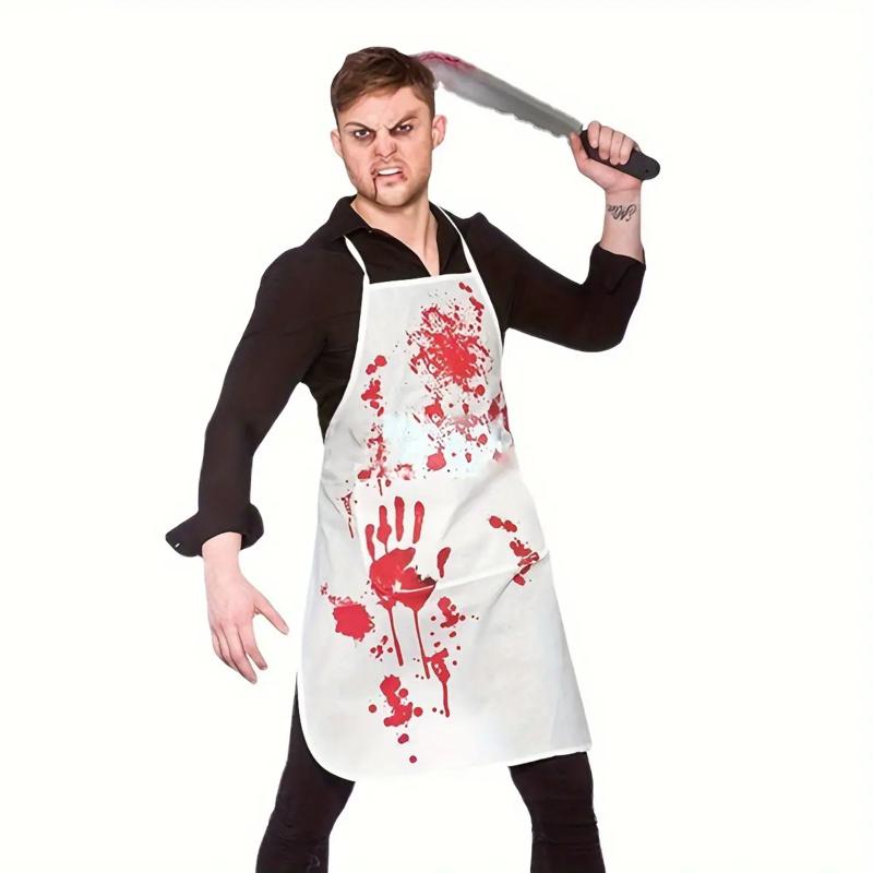 1pc/2pcs Festive Halloween Blood Splatter Apron - Adult Costume for Bar, Haunted House, or Party - Made of Polyester