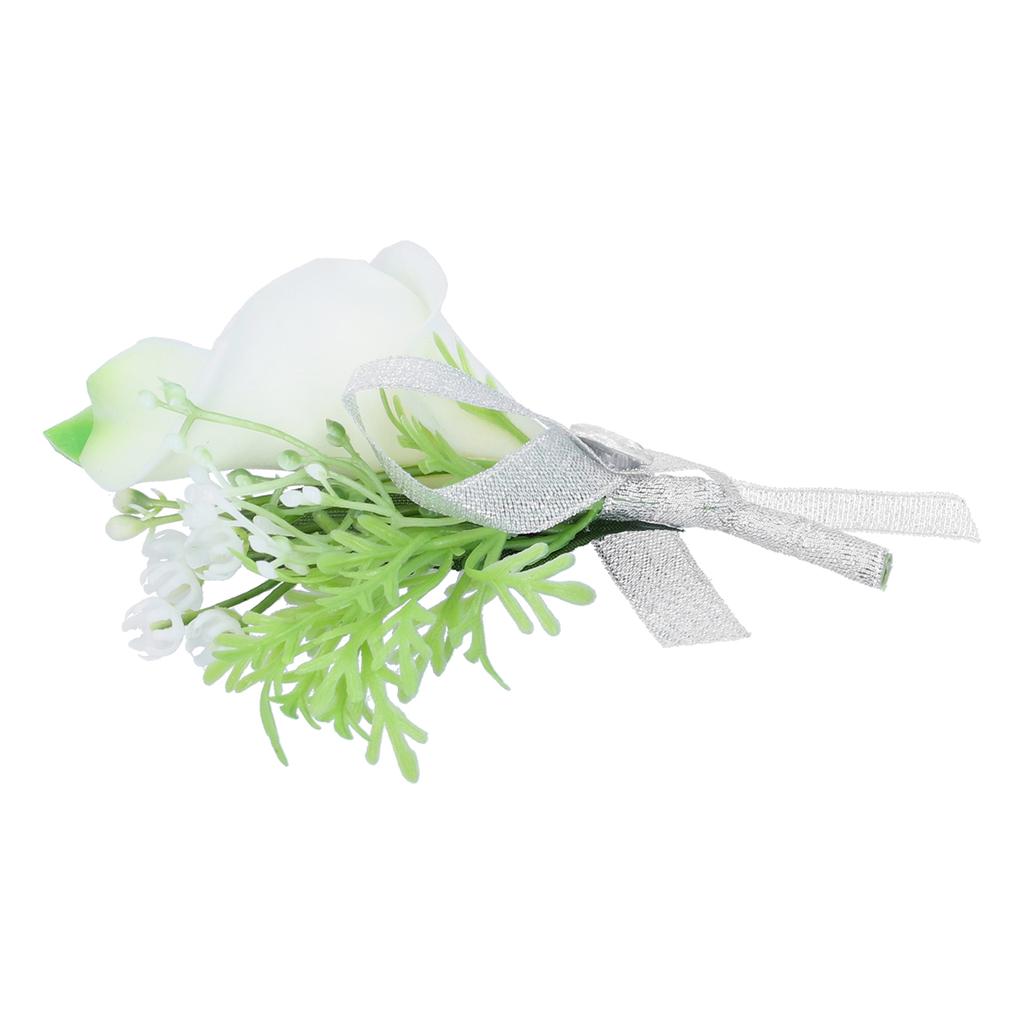Artificial Flower Wedding Corsage Groom Bride Boutonniere Brooch Wedding Party DecorMilky White