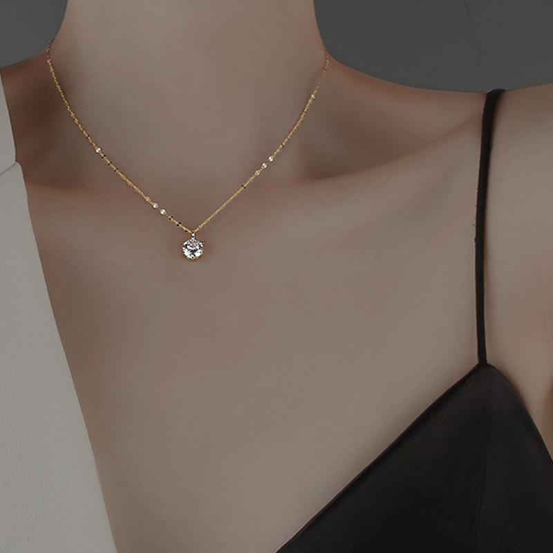 Collier Pendentif Diamant Unique Minimaliste Japonais et Coréen 2021 pour Femmes
