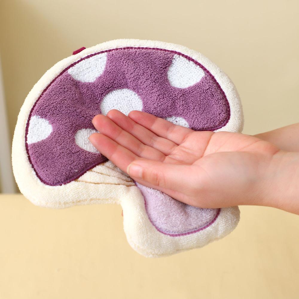 Quick-Dry Mushroom Theme Hand Towel Soft Coral Fleece Toilet Handkerchief Thickened Comfort Bathroom Kerchief Kitchen Home