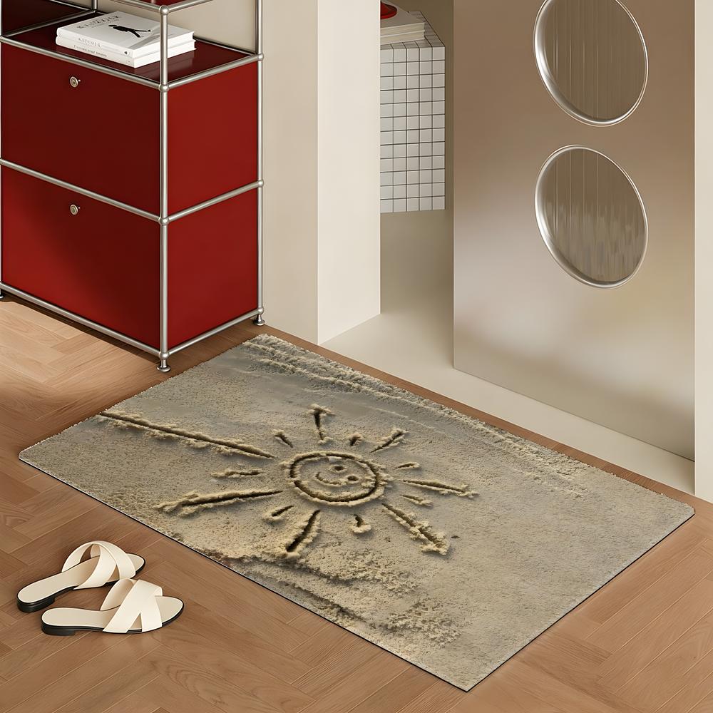 Beach Sand Floor Mat Soft Flannel Rug Non-Slip Absorbent Mat For Bathroom Bedroom Home Decor
