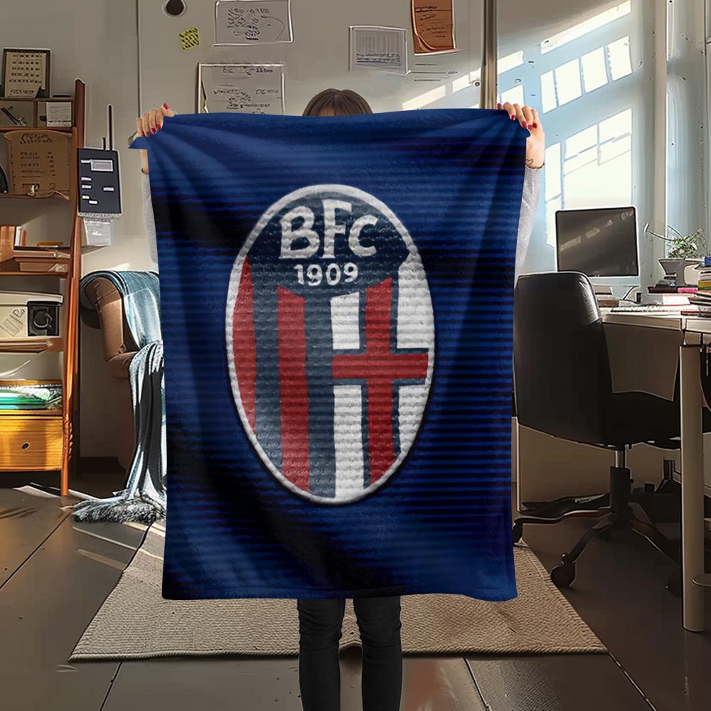 Coperta in Flanella con Motivo Bologna FC 1909, Alta Qualità, Confortevole per Tutte le Stagioni, Decorazione per la Casa, Calore e Comfort, Perfetta per Regali.