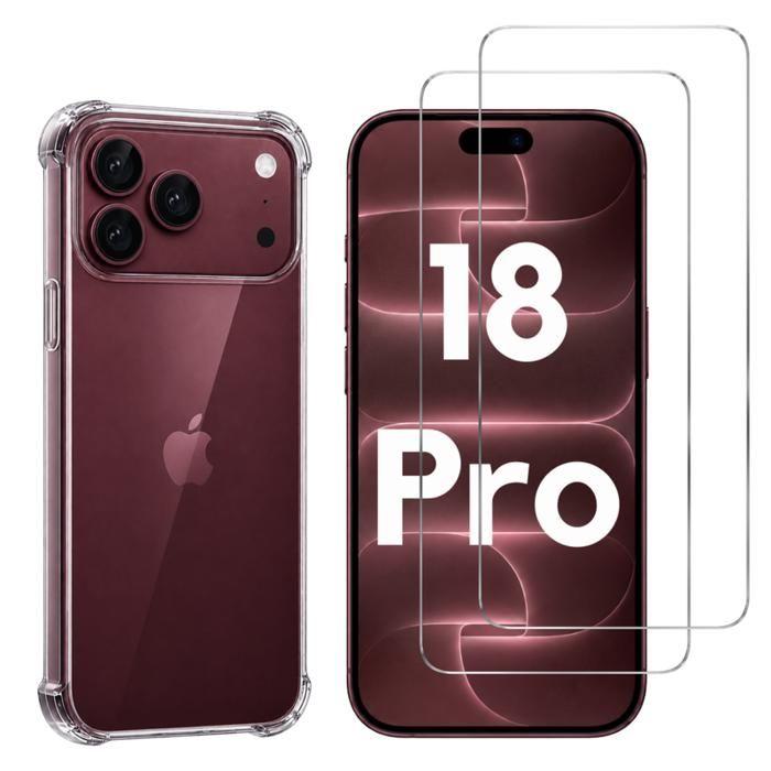 Coque antichoc pour iPhone 18 PRO et 2 Verres Trempé Film Protection Ecran Phonillico®