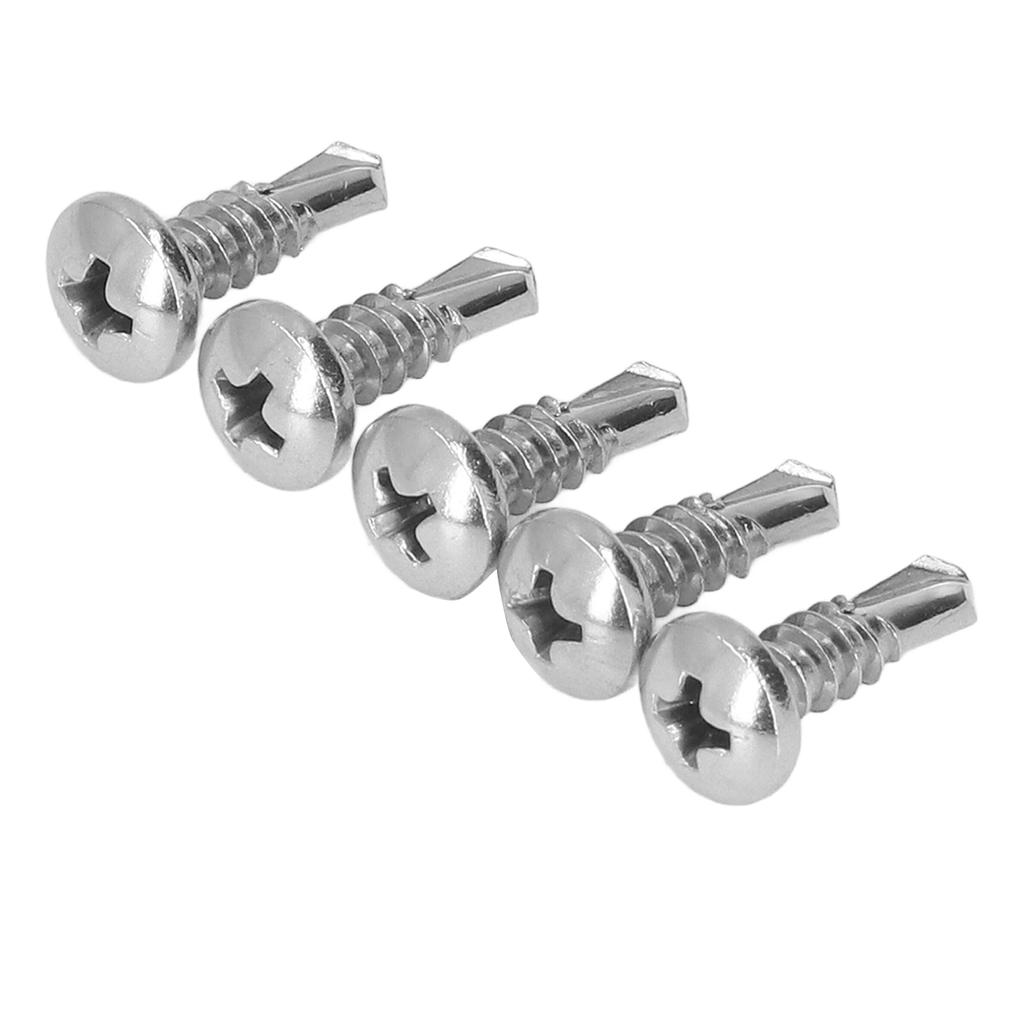 200 Pcs Round Head Self Drilling Screw 304 Stainless Steel 4.8x16mm Drill Screws for DIY Crafts