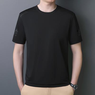 Sommer Kurzarm T-Shirt Herren Ice Silk Rundhals Laufen Sport Cool Schnelltrocknendes T-Shirt Casual Business Plus Size