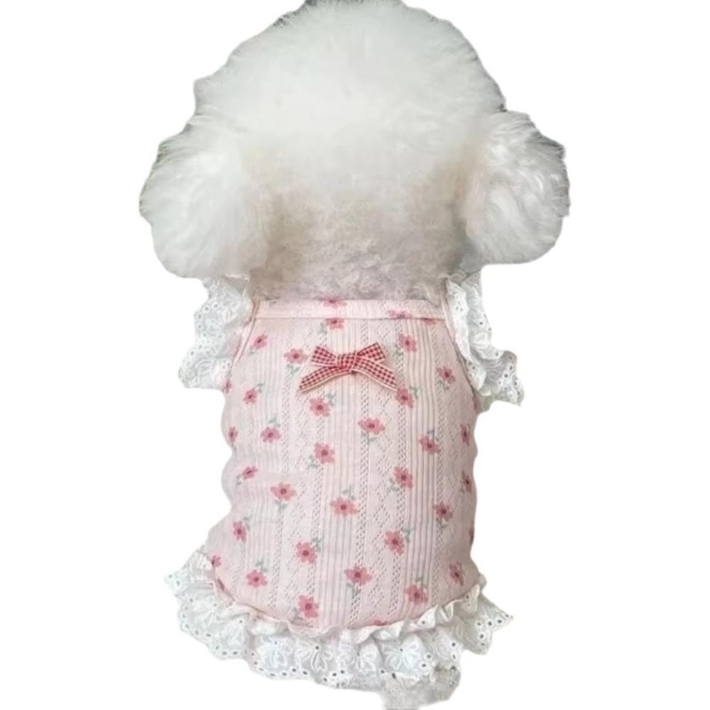 Flower Pattern Pet Camisole Vest Cute Puppy Clothes Princess Dress Floral Dog Dress  Summer Wear