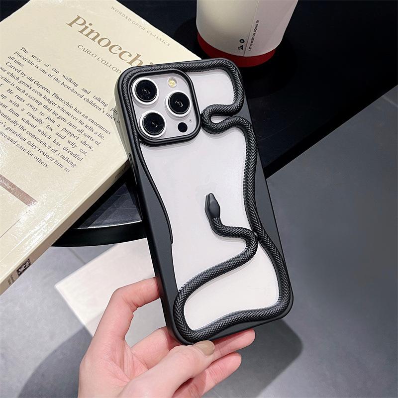 Year of The Snake for Apple 16PROMAX Phone Case Hollowed Out Snake for IPhone 15 Electroplated Protective Case