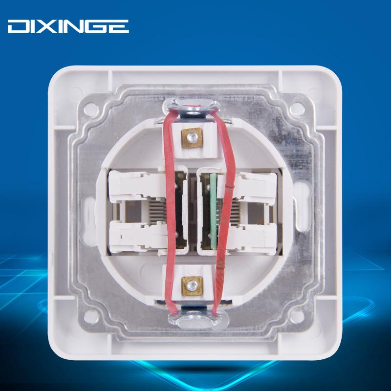 European Style Dual Socket: Two-Gang Telephone & Computer ABS Wall Panel
