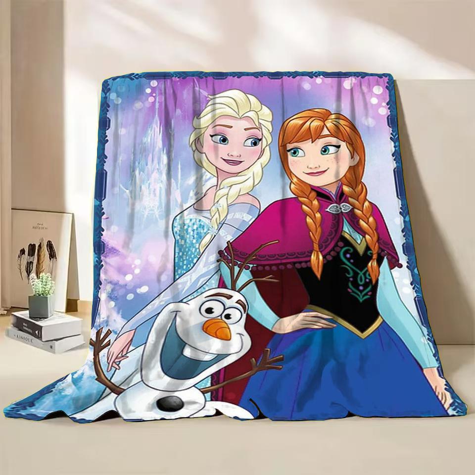 Disney Frozen Elsa Princess Childrens Adult Soft Flannel Blanket Fluffy Baby Plush for Bedroom Travel Office Cover Warm Blankets