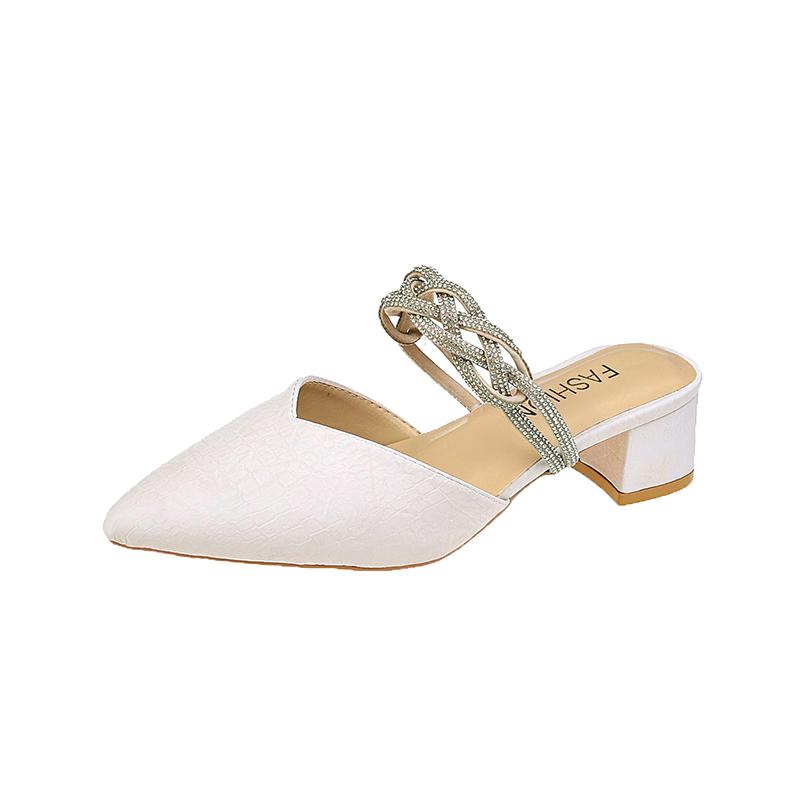 

Женские тапочки, женские туфли, мюли с острым носком для женщин, 2024, тапочки на тонком каблуке, мягкие бежевые шлепанцы на каблуке, модные, новые, комфортные 35 бежевый