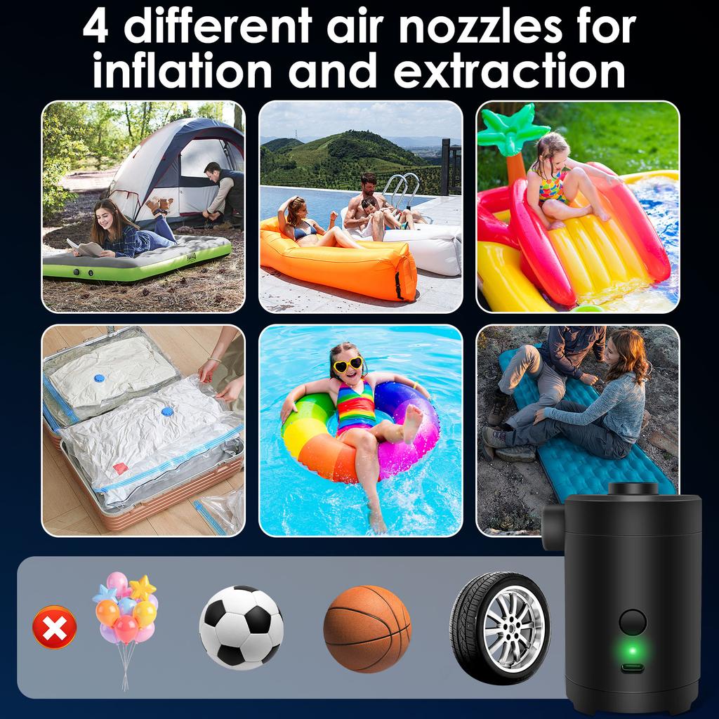 Electric Air Pump Inflator Portable Air Compressor For Outdoor Camping PVC Boat Mattress Inflatable Pool Raft Tyre Balls