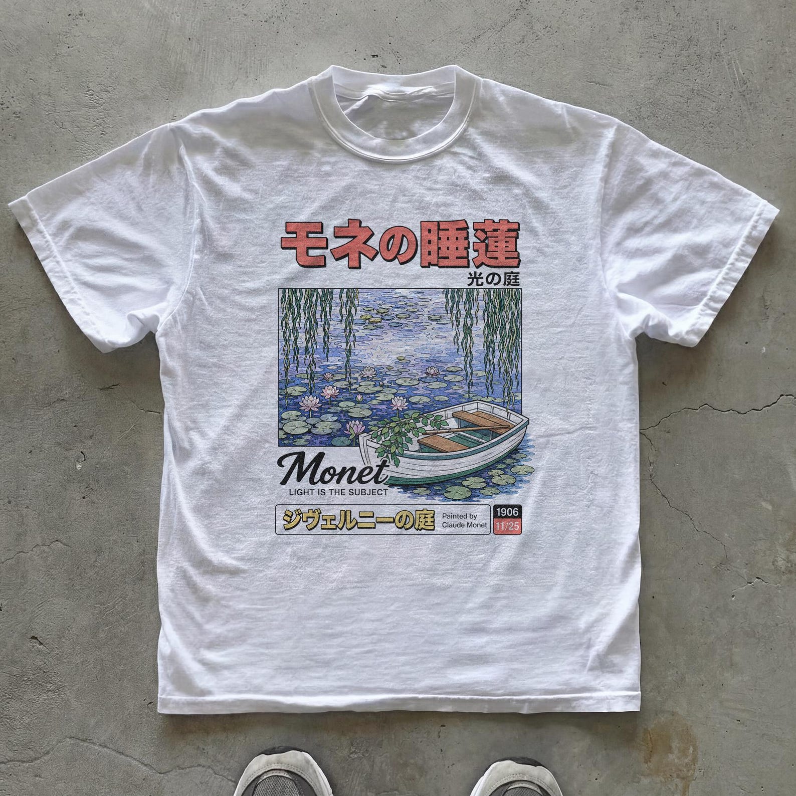Monet Water Lily T-Shirt | Japanese Art Graphic Tee | Impressionist Garden Shirt Vintage Museum Inspired Apparel 3XL