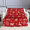 Red Christmas Blanket with Deer and Snowflakes Patterned flannel blanket perfect for the bedroom living room, sofa, or a little nap