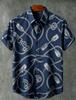 Men's Casual Short Sleeved Lapel Shirt, Theme Printed Loose Fit, Artistic Pattern Injects Unique Atmosphere Into The Outfit
