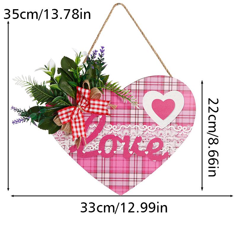 

Valentine s Day Wood Ornament Hanging Garden Gift Decorative Bowknot Doors Crafts Home Party Heart-shaped Courtyard Decorations