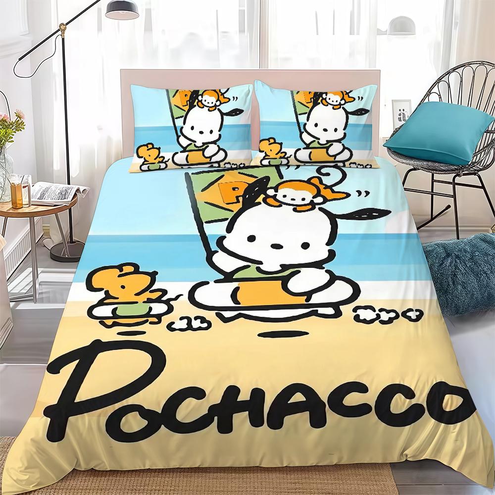 

Kawaii P-Pochacco Duvet Cover Set Home Style Bedding Soft Laundry Cotton Bed 3 Piece Set Student Dormitory Gift 135x200cm