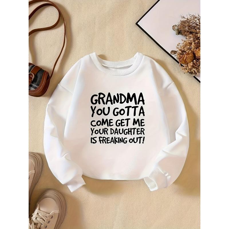 Kids Sweatshirt Round Neck Pullover Sweatshirt with Creative Lettering, Holiday Gift, Casual Comfortable Kids' Outdoor Fashion Sweatshirt