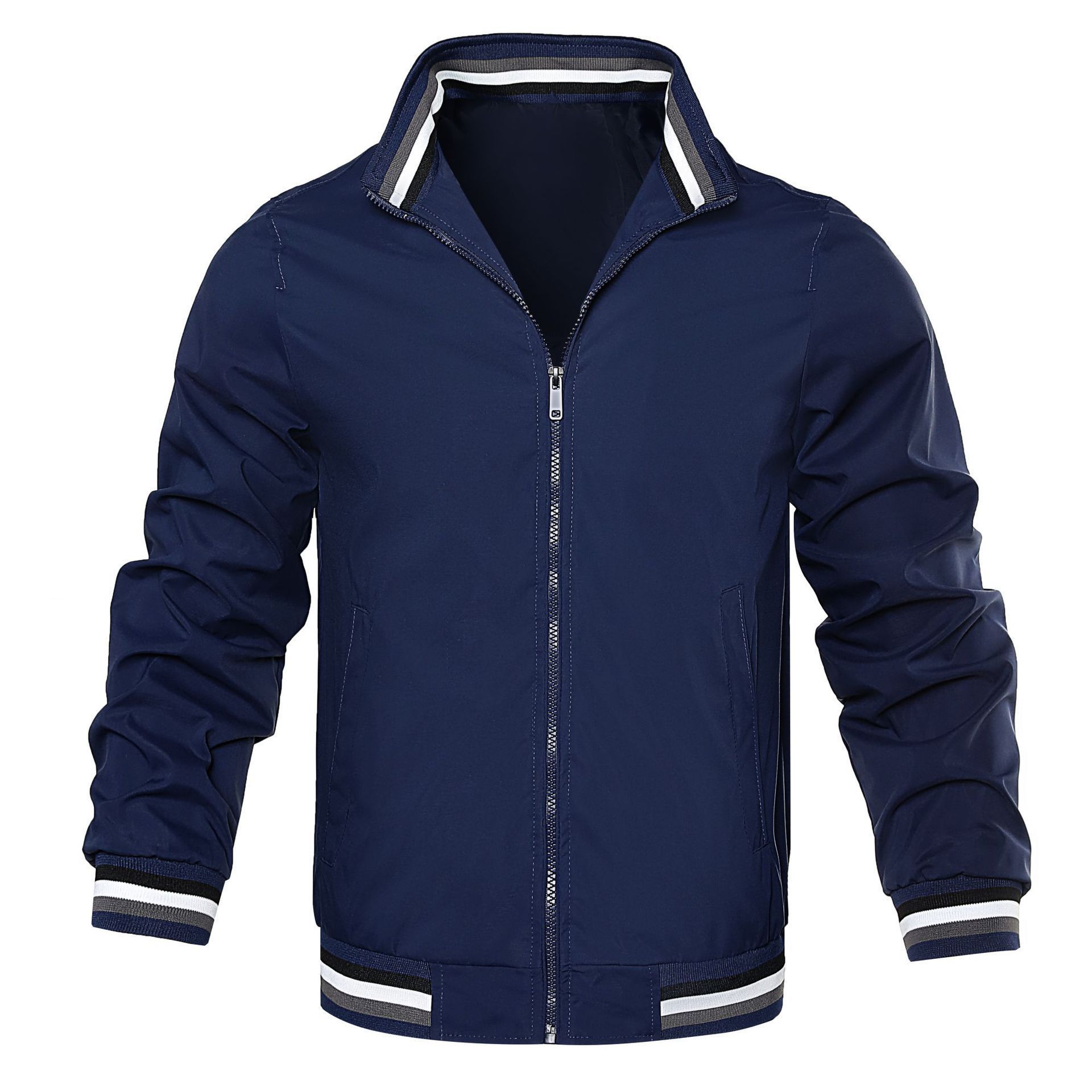 

Men s New Solid Color Cardigan Jacket Casual Men s Coach Jacket XXXXL темно-синього кольору
