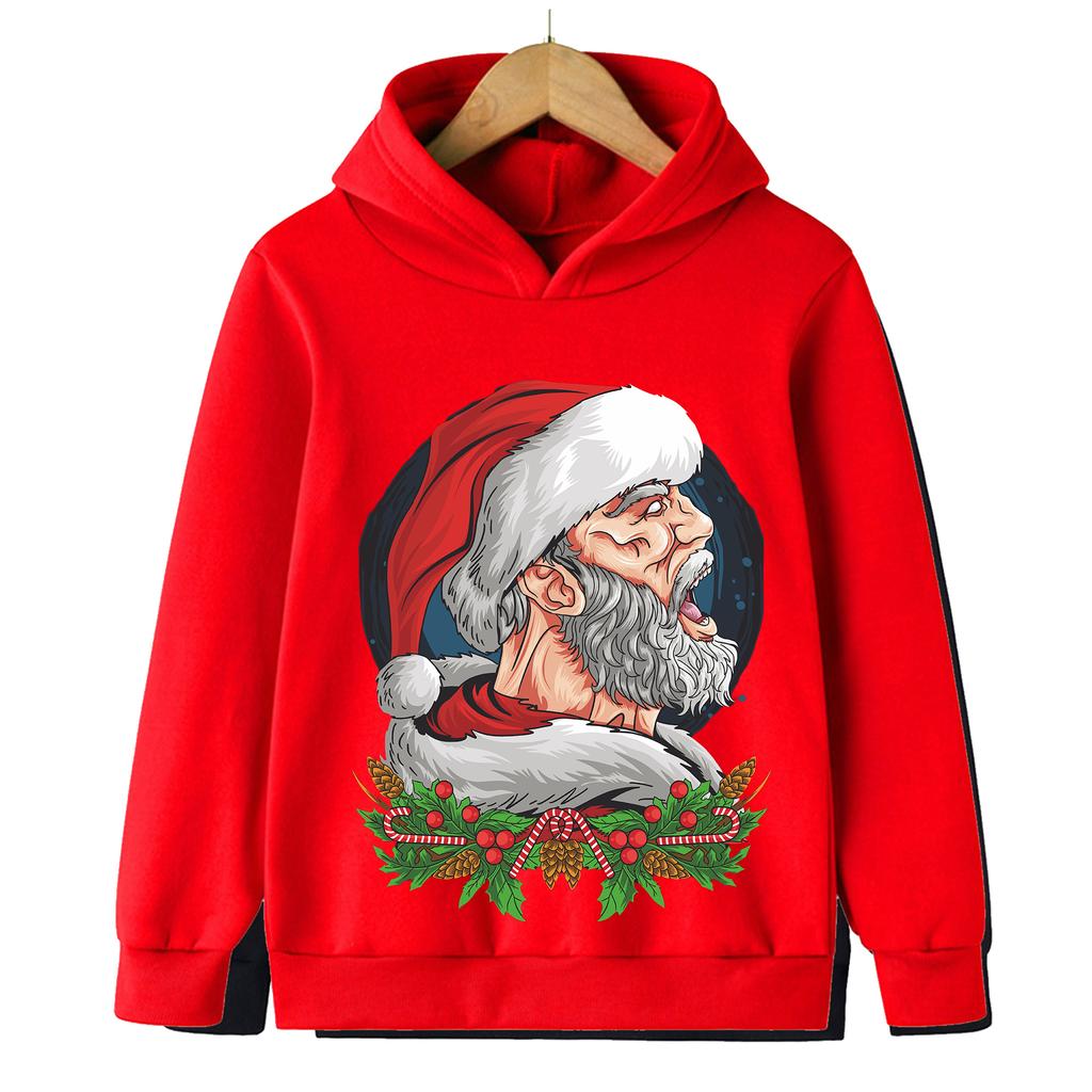 2026 Christmas Sweatshirt Tough Funny Santa Claus Kids Sweatshirt Boys Girls Hoodie Sports Top Merry Christmas