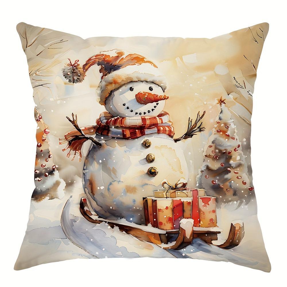 Christmas Decoration Pillowcase Christmas Tree Snowman Pattern Is Suitable for Home Room Living Room Sofa Cushion Cover
